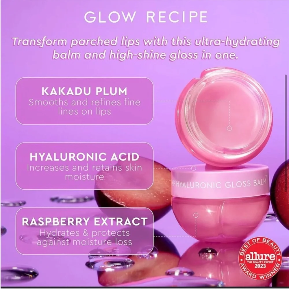 Glow Recipe Plum Plump Hyaluronic Gloss Balm 0.52 oz NEW